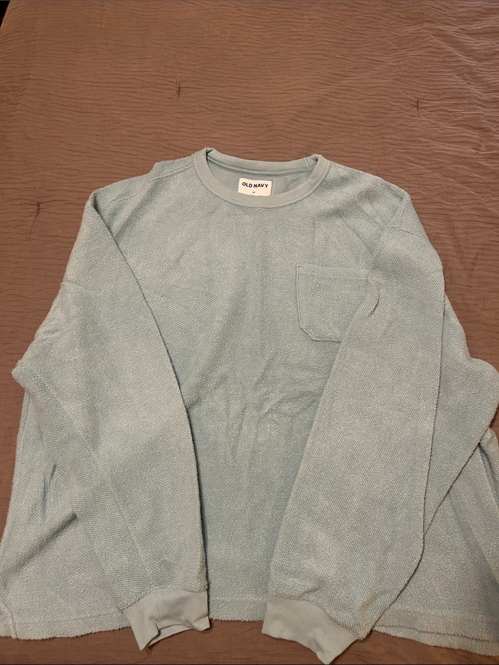 Old Navy Pale Blue Men’s Crewneck Pocket Sweater